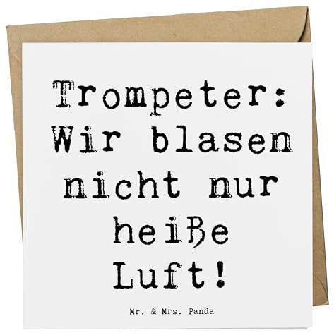 Mr. & Mrs. Panda Einladungskarte Spruch Trompete Kunst - Geschenk, Musik, Blechblasinstrument, doppelkarte, Glückwunschkarte, Grußkarte, Musiker, Blasmusik, faltkarte, Klappkarte, laut, Atemtechnik