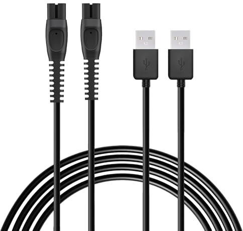 2-Pack 5V Ladegerät QP2724 QP2834 USB Ladekabel für Philips Norelco Rasierer One Blade QP1324 QP2824 QP4530 QP4631 MG5910 MG7910 MG7930 MG7950 X3001 MG9510 MG9520 X5006 Shaver 2400 2600 Lader Kabel