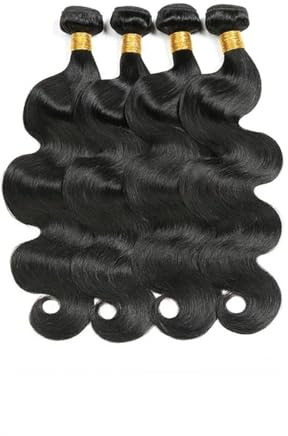 Echthaarbündel Brasilianische Körperwellen-Bündel, Echthaarverlängerungen, 1/3/4 PC, Echthaar-Bündel, Körperwebart, natürlich/tiefschwarz, 20,3–81,3 cm Haarwebbündel(Jet Black,8inches 1PC)