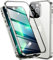 OMGZONE Magnetic Case for iPhone 16 Pro Full Body Cover,Screen Protector built-in Transparent Tempered Glass and Camera Protector,360 Degree Metal Bumper Case for iPhone 16 Pro,Clear Silver