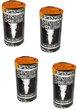 h2i Silver Dream Vulkan | 4 St. | +/- 20 sek | Outdoor Leuchtfontäne mit Silber Funkenregen für Silvester, Halloween & Partys | Kinder & Jugendfeuerwerk | a | Ganzjahresfeuerwerk Kat 1