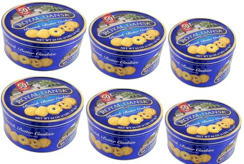 Royal Dansk Danish Butter Cookies 1.81kg Tin Family & Share Tin Simple Sweet & Buttery (6 Pack, 1810, gram)