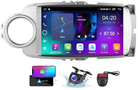 Radio estéreo para automóvil con pantalla táctil de 9 pulgadas HYMLMY para Toyota Yaris 2012-2017, reproductor de radio Android 13, DSP incorporado, CarPlay, Android Auto, 4G, WiFi, soporte para cont