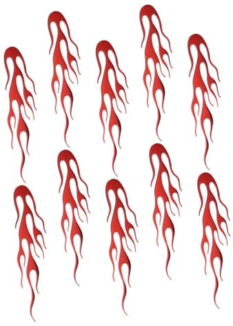 SOLUSTRE 10stücke Motorradaufkleber Flammen-Design Autoaufkleber PVC-widerstandsfähig Einfache Montage Für Motorrad Auto Fenster Tür