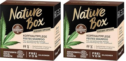 NATURE BOX Festes Shampoo Kopfhautpflege Hanf 85g (Packung mit 2)