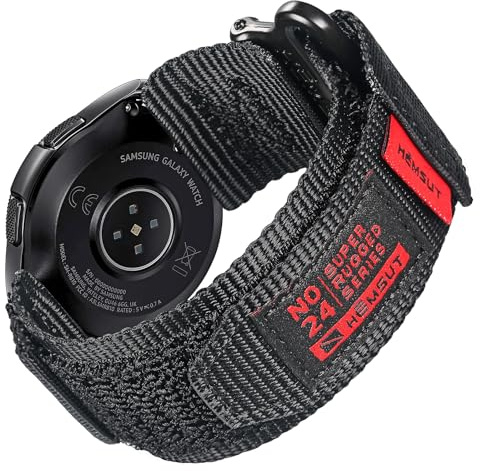 HEMSUT Breites Nylon Sportarmband mit Metallverschluss, Schnellwechsel-System 20mm/22mm für Outdoor-Smartwatches, Größe S/M (16-23cm Handgelenk), 6 Farben & Flaggen-Design