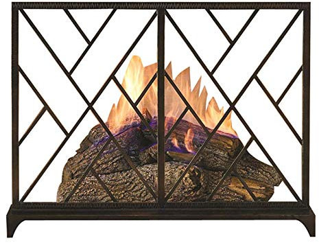 SRFTT Fireplace Screen Guard, Fireplace Screen Rustic Worn Finish Mesh Fireplace Screen Fire Place Doors Wrought Iron Fire Place Gate Screens Indoor Flat Gu