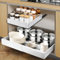 AirOpen Teleskopschublade, Einstellbare Breite 32-52cm, Hochwertiger Kohlenstoffstahl Schubladen Organizer Küche, Pull Out Cabinet Drawer Organizer, Küchenschrank Schrank Organizer Ausziehbar（Weiß）