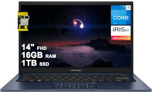 ASUS VivoBook 14 Business Laptop 14 FHD Anti-Glare Intel 10-core i5-1334U 16GB DDR4 1TB SSD Type-C Privacy Camera SonicMaster Long-Lasting Battery Fast Charging Win11 ICP Hub