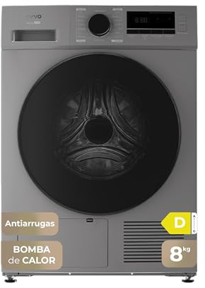 EVVO Secadora bomba de calor Nature S8X D - 8 Kg, Eficiencia Energética D, Sensor De Humedad, Antiarrugas, Airfresh, 16 Programas, Fácil Instalación, Color Inox
