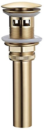 YCVAWEOD Beckenarmaturpinsel Gold Mind Messing Sink Mixer Tap Heißer und kalter Einzelhebel Heißer und kaltes Basin Lavtory -Wasserhahn (Farbe: mit Überlauf) LWX