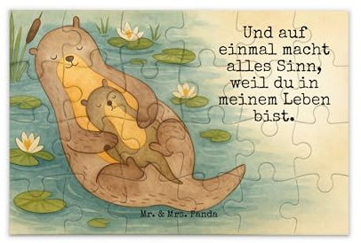 Mr. & Mrs. Panda Puzzle Otter Kind Design 24 Teile - Geschenk, Baby, 300, Geburt, 1000, Familie, Mama, 1500, Mutter, Puzzlespiel, 2000