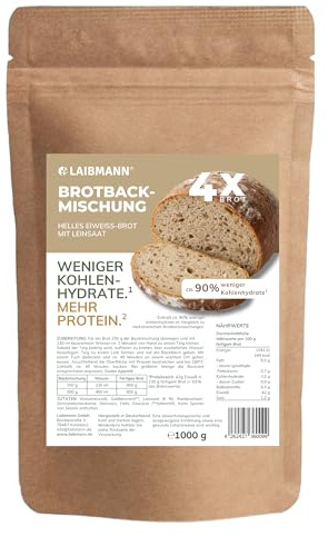 Lower Carb Brotbackmischung Hell (1kg) – Nur 3,2g Kohlenhydrate & 42g Protein – Keto Brot Backmischung für Eiweißbrot – Helles Lowcarb Brot ohne Zuckerzusatz – Ideal für Diät & Muskelaufbau