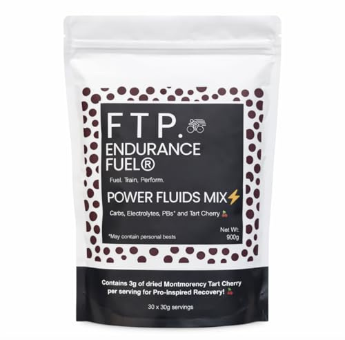 FTP Power Fluid Mix, Tart Cherry Ripple, Carbohydrate & Electrolyte Endurance Fuel, 27g Carbs Per Serving, 30 Servings, 900g