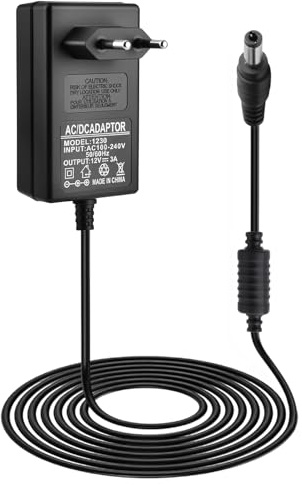 Fuente de Alimentación 12V 3A 36W, Adaptador AC 100-240v a DC 12V Transformador Universal (Conector 5.5x2.1mm) Power Supply Cargador para Tiras LED, Cámaras CCTV, Monitor, Router, Decodificador, 1M
