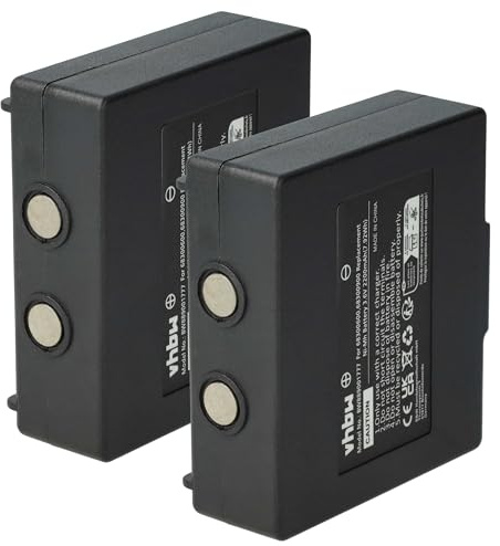 vhbw 2X Akku Ersatz für Hetronic RHE3614KG | RHE3620KG für Industrie-Funkfernsteuerung Fernbedienung (2200 mAh, 3,6 V, NiMH) - Schwarz