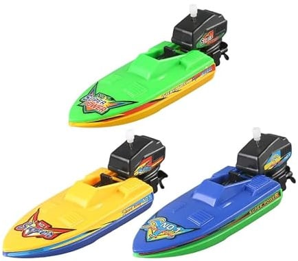 Toy Boat, 3Pcs Plastic Floating Wind-up Motorboat Bath Toy for Bathtub Water Play, Safe and Fun Windup Bath Boat for Kids 3+ Boats Boats Random color (3PCS)