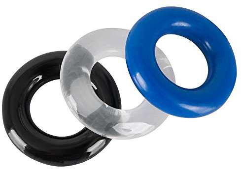 ORION Penisring 3er Set – Dehnbare Cockringe aus TRP, weich & hautfreundlich, transparent, blau & schwarz, wiederverwendbares Ring-Set für Männer