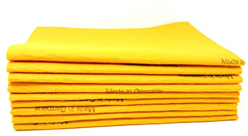 Chachlili 10 Pack Extra Large Original German Shammy Cloths Chamois Towels Super Absorbent for Pets, Parenting Tool Cleaning for Home and Commercial Use Wholesale Bulk (Orange)