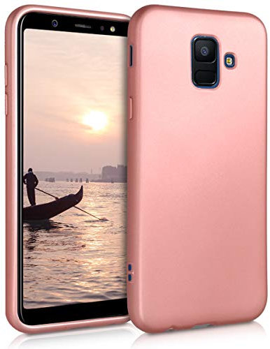 kwmobile Case kompatibel mit Samsung Galaxy A6 (2018) Hülle - Schutzhülle aus Silikon metallisch schimmernd - Handyhülle Metallic Rosegold