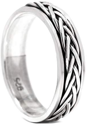 Windalf Wikinger Ring WIRA h: 0.5 cm Flechtmuster Drehring Hochwertiges Silber (Silber, 60 (19.1))