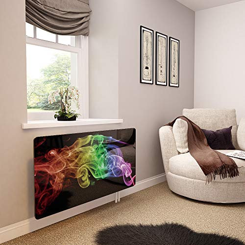 Glass Radiator Cover Printed - Black Rainbow Smoke - Made by Premier Range in 620mm Wide x 640mm High