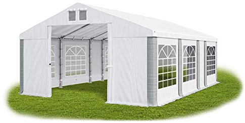 Das Company Partyzelt 5x7m wasserdicht weiß-grau Zelt Dachplane modular 580g/m² PVC hochwertig Gartenzelt Summer MS/SD