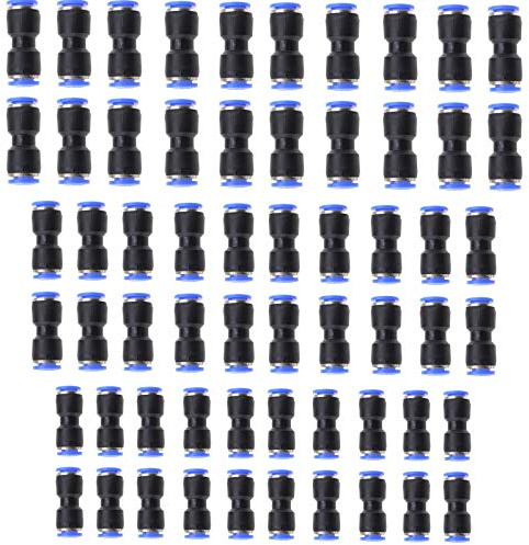 OTOTEC 60pcs Pneumatic Connectors, 6/8/10mm Pneumatic Straight Union Push Connectors Kit Tube Air Pipe Joint Two-Way Quick Release Air Line Fittings