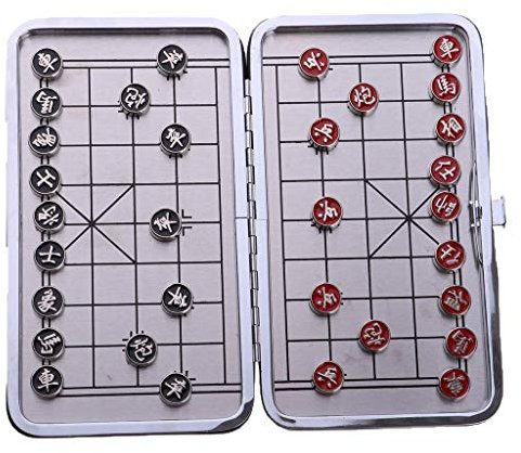 Tubayia Tragbare Metall Magnetisches Chinesisches Schach Schachspiel Strategiespiel für Reisen