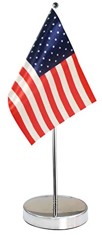 Bandera de Mesa de los Estados Unidos 9 x 6 - Americana Banderina de Despacho Contiene Bandera de Mesa Palo y Pedestal - USA