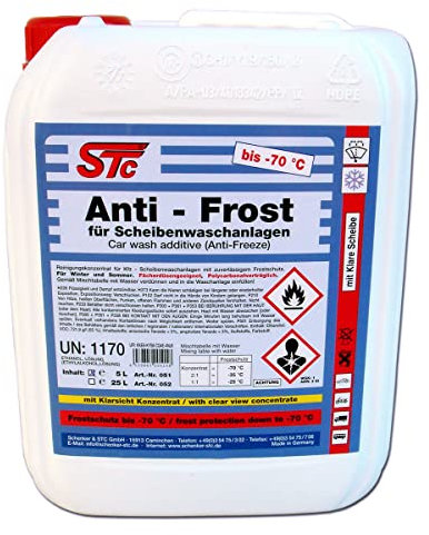 STC Waschanlagenzusatz Winter Konzentrat Scheibenreiniger Antifrost bis - 70°C inkl. Klarsicht Konzentrat Scheibenfrostschutz, Gefrierschutzmittel Auto (5 L Kanne)