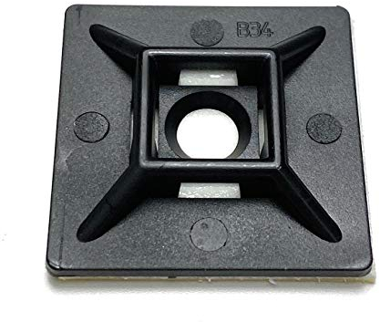 Schwarze Kabelbinder-Basis, selbstklebend, 4-Wege-Befestigung, schnell aufgeräumte Kabel (50, 28 x 28 mm)