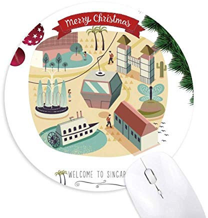 Singapur Theme Park Cable Car Round Rubber Maus Pad Weihnachtsbaum Mat