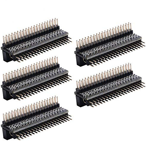 GeeekPi Micro Connectors Raspberry Pi 40-pin GPIO 1 to 2 Expansion Board 2 x 20-pin Strip Dual Male Header Double Row Straight GPIO Connector Pin Header Kompatibel mit Raspberry Pi (5Pack)