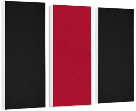 platino24 COLORE Rechteck Schallabsorber – 3er Set – Schwarz & Bordeaux | Wandpaneele – Schalldämmung – Akustikpaneele – je 82,5x27,5x5cm – Montage ohne Werkzeug mit Klebepads