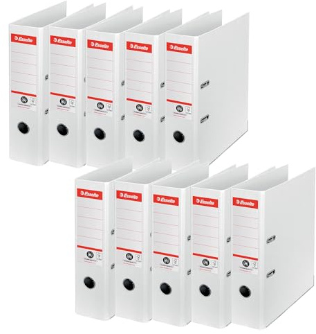 Esselte No.1 Ordner A4, 10er Set, Aktenordner 75 mm Rückenbreite, 100 % recycelbar, weiß