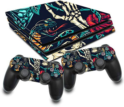 RX022 - Juego de protectores de pantalla para consola y mando de juegos, diseño de calaveras y serpientes