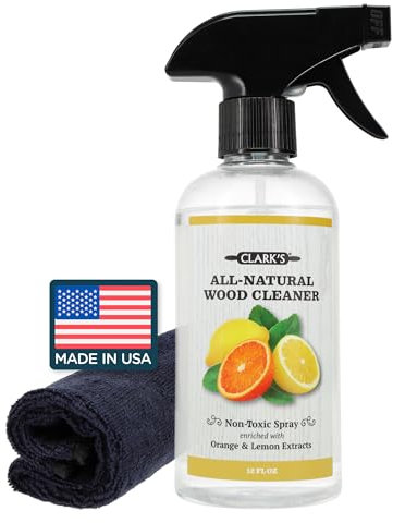 CLARK'S Wood Surface Cleaning Spray (New Formula) with Microfiber Cloth Included - Approved for Daily use - All Natural