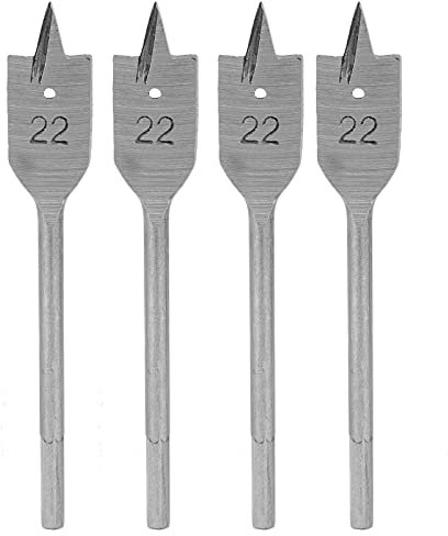 Juego de Brocas de Pala de 4 Piezas, Broca Plana de Madera, Brocas Planas de Paleta de Acero Alto Contenido de Carbono, Abridor de Agujeros para Carpintería(22mm)