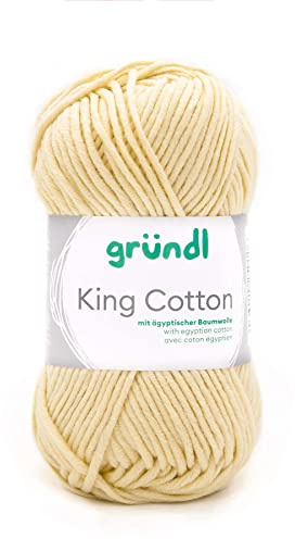 Gründl King Cotton 1 x 50 g, Vanilla | weiches und voluminöses Strick- und Häkelgarn aus 55 % Polyacryl & 45 % Baumwolle 50 g / 78 m, Nadelstärke: 6 - 7, 50 g