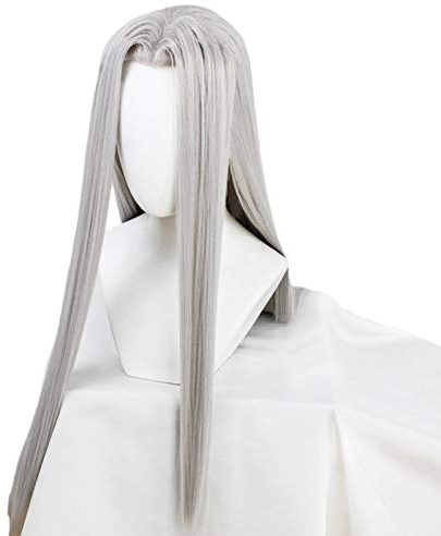 WHBHD Spiel Final Fantasy Sephiroth Cosplay Perücke Ff7. Cosplay Lange silbrige gerade Männer Perücken wärmebeständige synthetische Haare