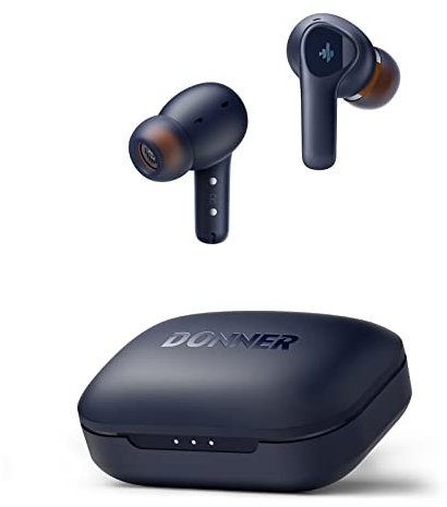 Donner Noise Cancelling Wireless Earbuds, Bluetooth 5.2 Earphones with 4 Mic Clear Calls, 12mm Drivers, App for Custom EQ, 32H Playtime, Fast Charging, Transparency - Dobuds ONE, Blue