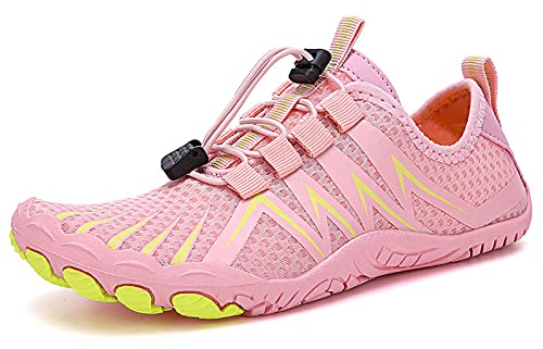TRNL Barfussschuhe, Herren Damen Paar Wasserschuhe, Schnell Trocknende Sommer Aqua Schuhe Unisex Barfußschuhe Zum Schwimmen, Yoga, Surfen(42/43, Pink)