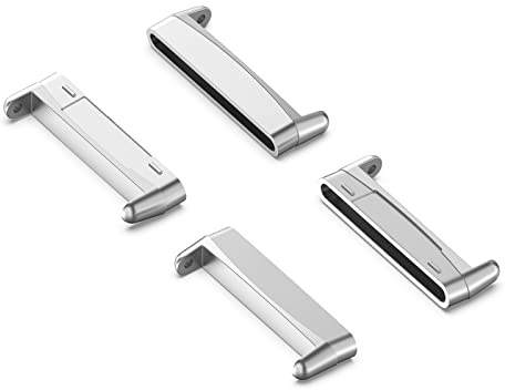 RuenTech Uhrenarmband Connectoren Kompatibel mit Fitbit versa 4/versa3/sense2/sense Uhrenadapter, Edelstahl Metall Verschleißfest Ersatzarmband adapter (2 Paar Silber)