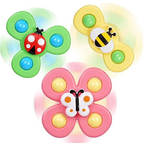 Ainiv Juguete Giratorio con Ventosa, 3PCS Interesante Baño Juguetes, Spinner Toys Juguetes Sensoriales para Bebés Niños Niñas Niños (Abeja Mariquita Mariposa)