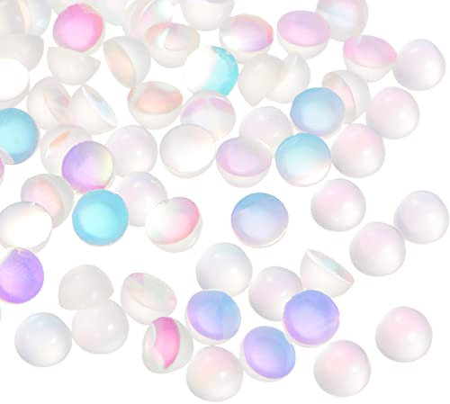 sourcing map 100pcs Cat Eye Resin Beads Cabochons 5mm Flatback Round Dome Beads Half Round Beads for Jewelry Making Clay Findings Craft Accessory Handcrafts, Translucent