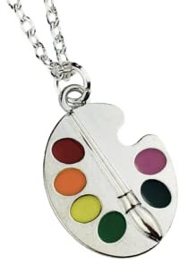 Palette Necklace, sterling silver or silver plated or black choker chain, artist jewellery handmade art teacher appreciation graduation birthday teen girl motivational