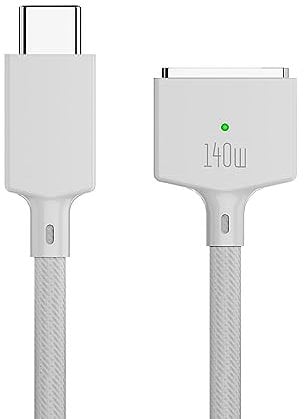 BEYEE 140W USB-C auf magnetisches 3-Kabel, kompatibel mit MacBook Air (M2, 2022) und MacBook Pro 14 16(M2, 2023), MacBook Pro 14 16(M1, 2021), Safe 3 Ladekabel für MacBook 6.6ft (Weiß)