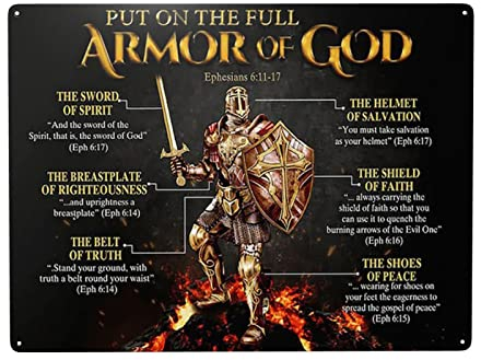 Rüstung des Gottes Blechschild Wanddekoration lustige Dekoration für Zuhause Küche Bar Zimmer Garage Vintage Poster Plakat 15,2 x 20,3 cm