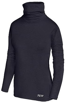 TCA Girls' Warm Up Long Sleeve Training Workout Funnel Neck Thermal Running Top with Thumbholes - Night Sky Marl, LY 10-12 Years
